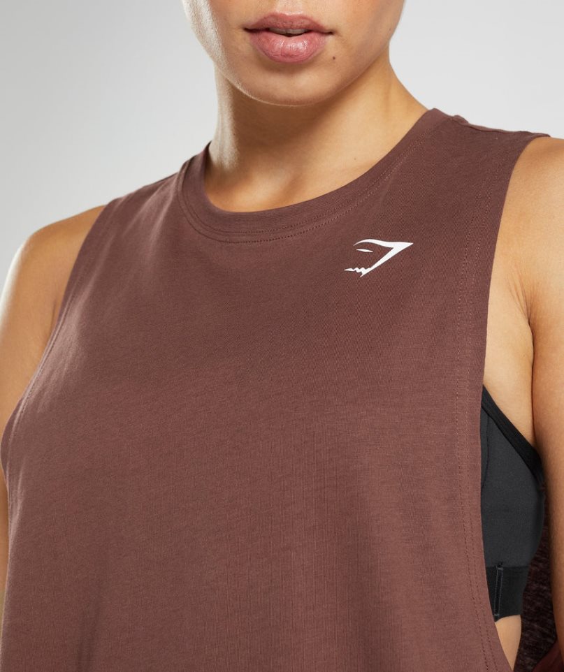 Women's Gymshark Training Drop Arm Tanks Dark Brown | CA 0NA561